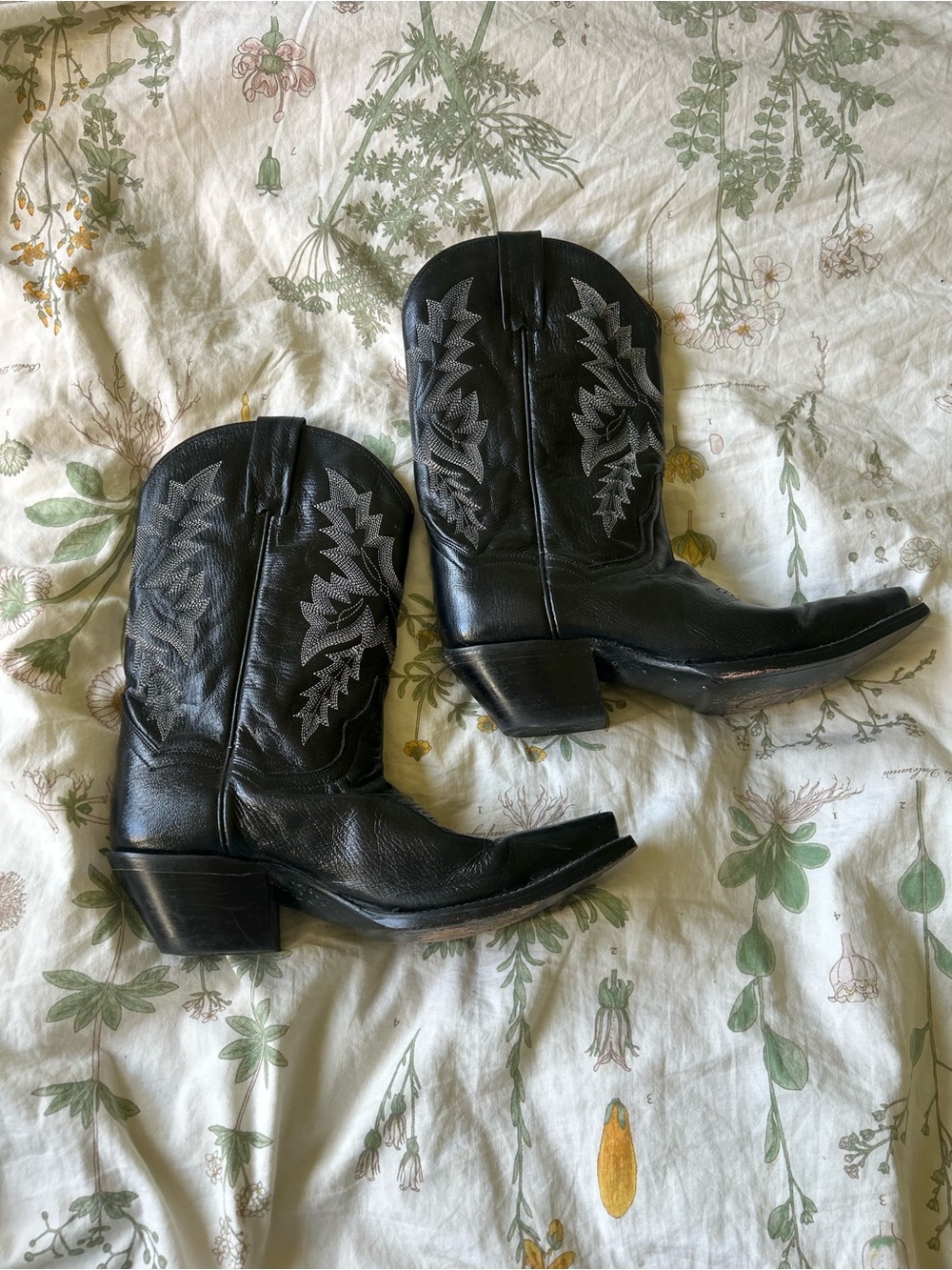 Dan Post Black Leather Western Heeled Boots